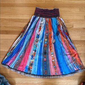 Colorful Button-Embellished Women's Skirt